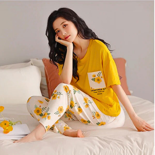 Mustard Pocket Printed Night Suit