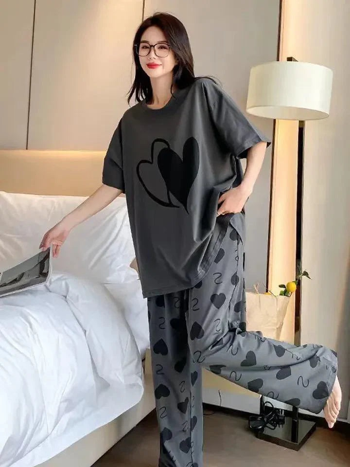 Double Heart printed Night Suit