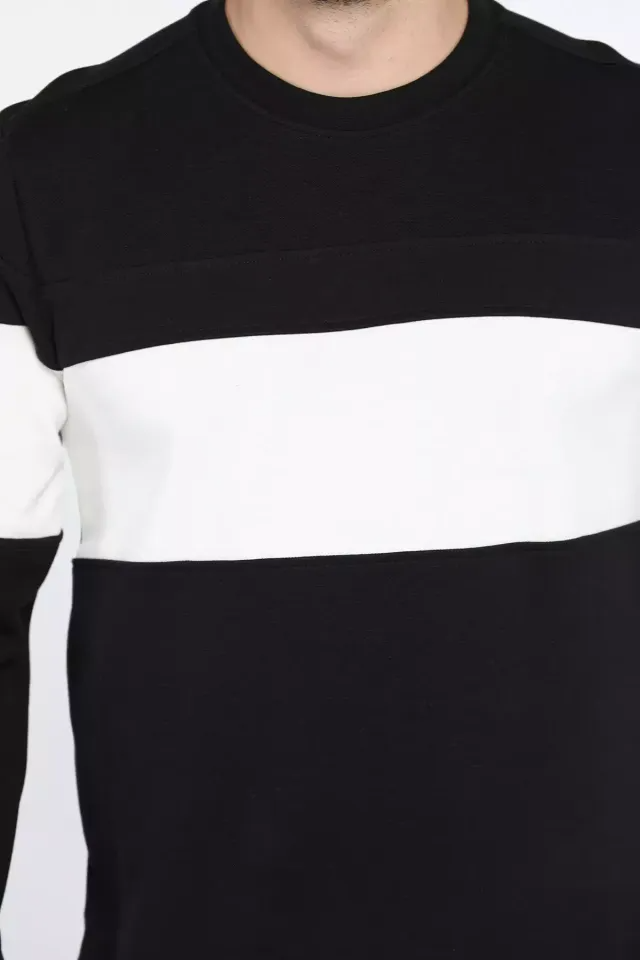 Zebra Black And White Block Sweatshirt For Men