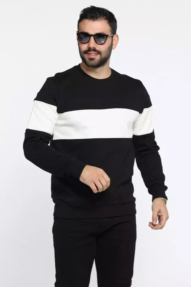 Zebra Black And White Block Sweatshirt For Men